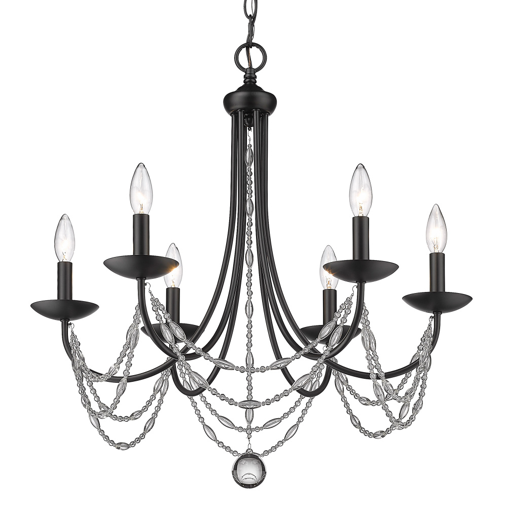 Golden Lighting Mirabella 6-light Chandelier in Matte Black